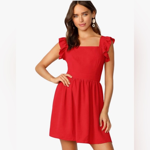 Red Ruffle Dress - Picture 2 of 9